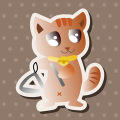 animal cat playing instrument cartoon theme elements