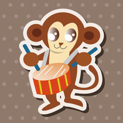 animal monkey playing instrument cartoon theme elements