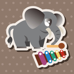 animal elephant playing instrument cartoon theme elements