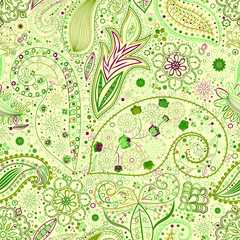 Naklejka premium Vintage floral motif ethnic seamless background.