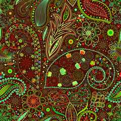 Vintage floral motif ethnic seamless background.