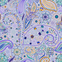Vintage floral motif ethnic seamless background.
