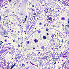 Vintage floral motif ethnic seamless background.