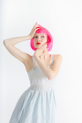 fashion model with pink hair