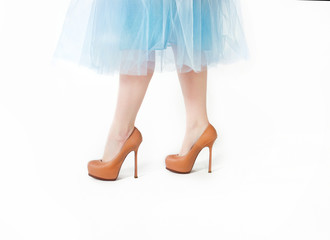 woman legs in elegant high heel shoes