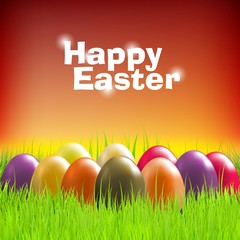 happy easter eggs in grass