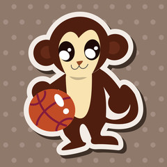 Animal monkey doing sports cartoon theme elements