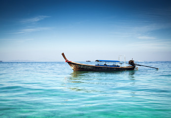 Longtail boats on the beautiful beach, Thailand