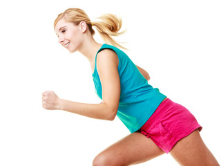 Fototapeta premium Fitness blonde girl running.