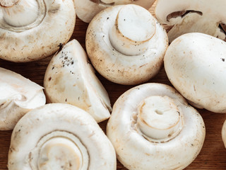 Food. Fresh white mushrooms champigonons
