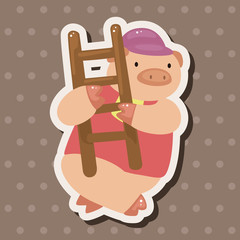 animal pig worker cartoon theme elements