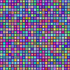 Multicolored Circles Inside Squares Seamless Background. EPS8 Ve
