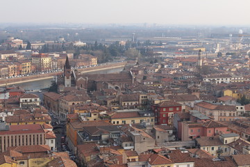 Fototapeta na wymiar Verona city view from Torre dei Lamberti, Italy