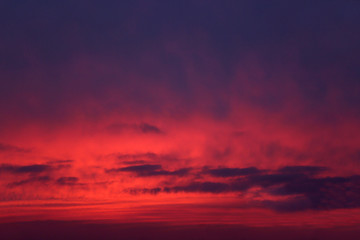 Beautiful dark dramatic view of sunset cloudy sky