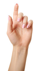 Female hand isolated on white