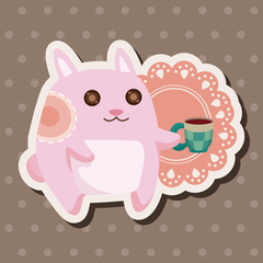 animal rabbit having afternoon tea theme elements