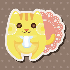 animal cat having afternoon tea theme elements