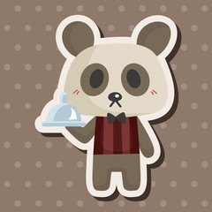 animal panda waiter cartoon theme elements