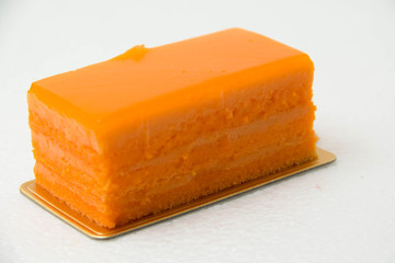 pastry Orange cake on a white background.