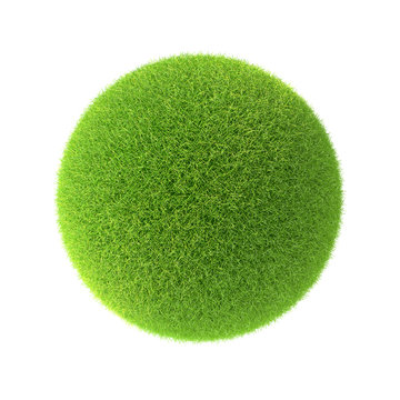 Green grass ball. Isolated on white background