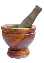 mortar and pestle set isolated on white background
