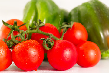 Fresh organic tomatoes with peppers