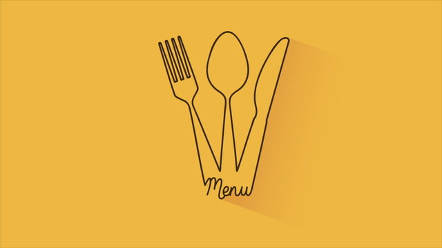 Knife spoon and fork menu, Video animation, HD 1080