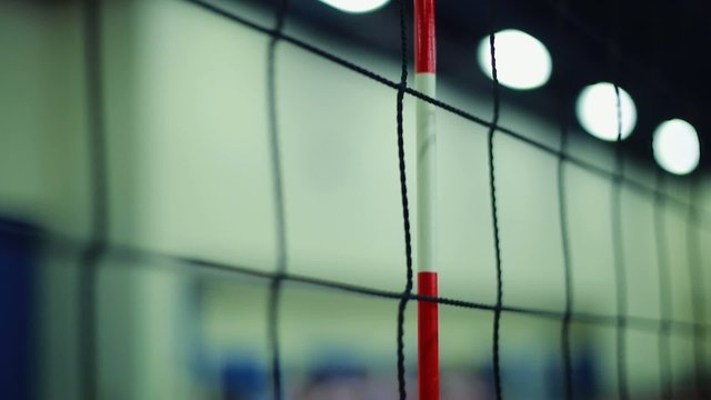 Close-up of Net at Female Indoor Volleyball Game