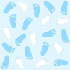 Baby boy footprints seamless pattern
