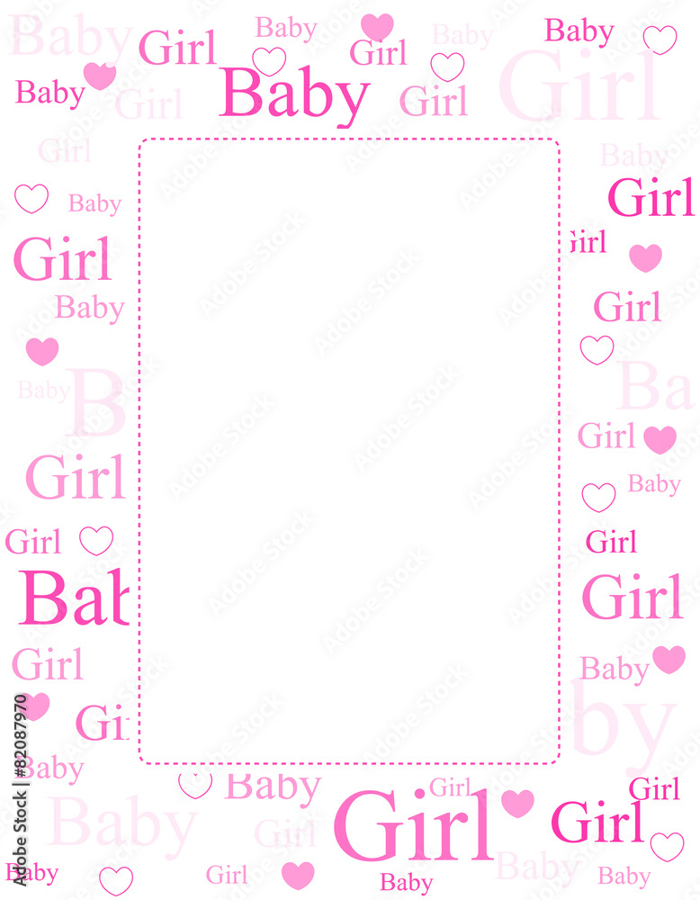 Wall mural baby girl arrival card / background