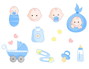 Baby boy icon set