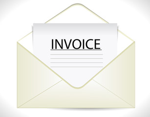 detailed illustration of an open envelope with invoice letter