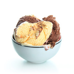  ice cream in bowl on white background