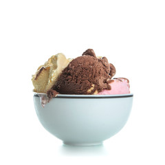  ice cream in bowl on white background