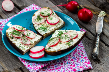 Garden radish sandwiches