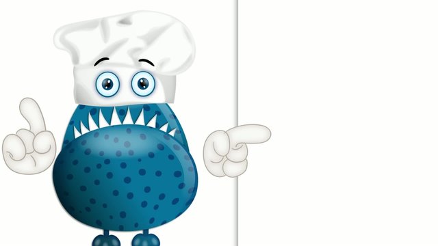 Funny monster cook cooking chef hat cartoon illustration childre