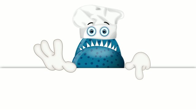 Funny monster cook cooking chef hat cartoon illustration childre