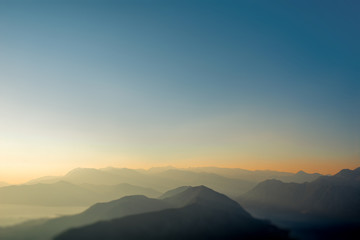 Balkan mountains on the sunset