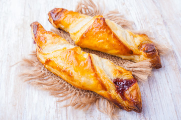 French cake with raspberry jam