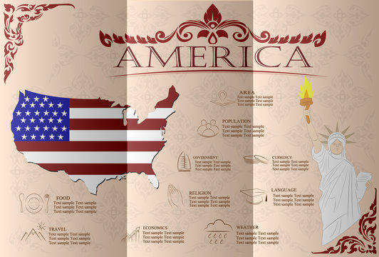 America infographics, statistical data, sights. Vector