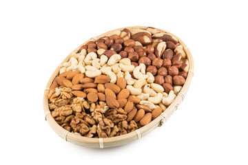 Mix nuts in wicker basket