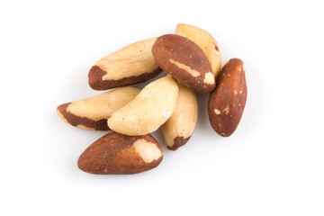 Brazil nuts on white close up