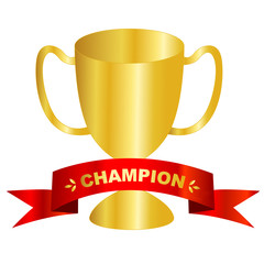 Gold trophy with champion text