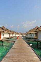 Fototapeta na wymiar The Water villa Lagoon Maldives resort Landscape