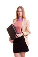 Businesswoman with folder in hands
