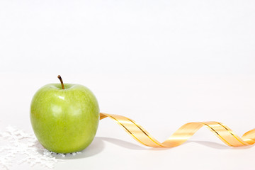 closeup isolated juicy green apple