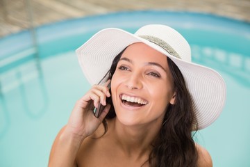 Beautiful woman in bikini relaxing