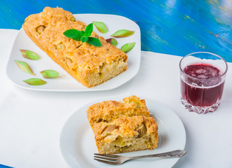 Fresh cake with rhubarb