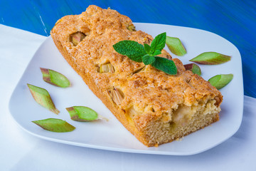 Fresh cake with rhubarb