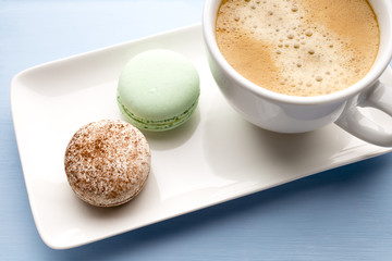 Coffee and macaroons.